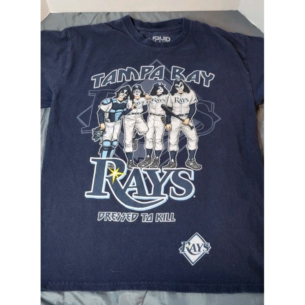 Tampa Bay Rays KISS Army Band T Shirt - MLB Baseball Liquid Blue, Sz MEDIUM M‎
